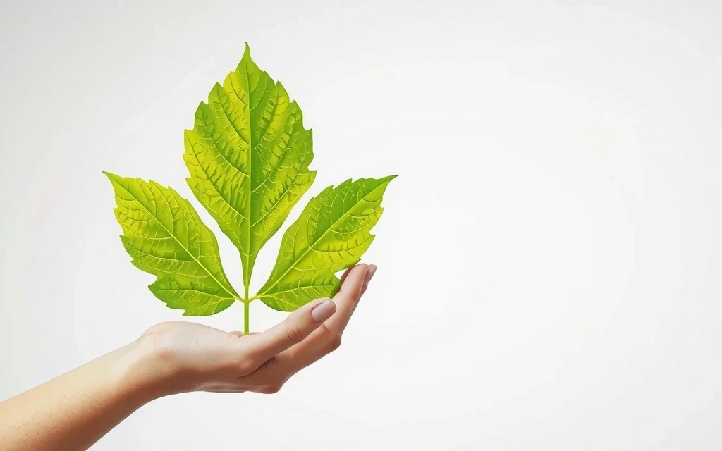 Mano che tiene una foglia verde, simboleggiando la protezione dei dati e la natura.